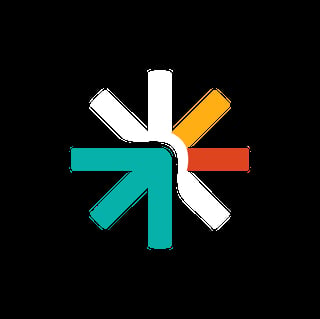 Colorful arrow icon pointing in multiple directions - teal, white, yellow, and red arrows arranged in a star pattern